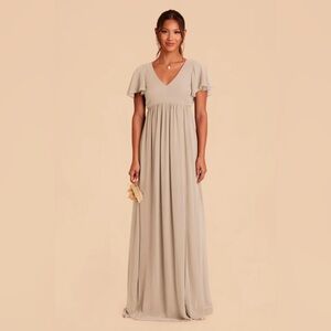 Birdy Grey Hannah Empire Bridesmaid Dress in Chiffon Almond